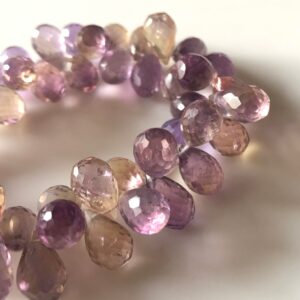 Natural Ametrine Faceted Teardrop Briolette Beads, 9mm To 12mm Ametrine Drop Beads, Sold As 7 Inches/3.5 Inches, Gds1684 Natural Ametrine Faceted Teardrop Briolette Beads, 9mm To 12mm Ametrine Drop Beads, Sold As 7 Inches/3.5 Inches, Gds1684