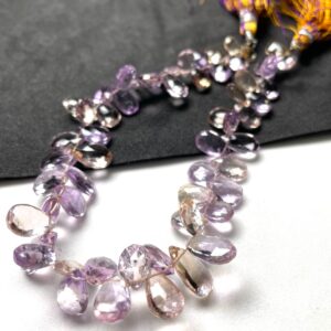 Natural AMETRINE Faceted Pear Gemstone Beads, Size 6/8-7/11 mm Briolettes Beads 8.5 Inch Approx Ametrine Beads in Wholesale Bulk Price Natural AMETRINE Faceted Pear Gemstone Beads, Size 6/8-7/11 mm Briolettes Beads 8.5 Inch Approx Ametrine Beads in Wholesale Bulk Price
