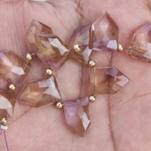 Natural Ametrine Gemstone Faceted Briolette Pentagon-shaped Beads | 10 Pieces | Size - 16--17 Mm | Jewelry Making | Fancy Beads Sale [0127]