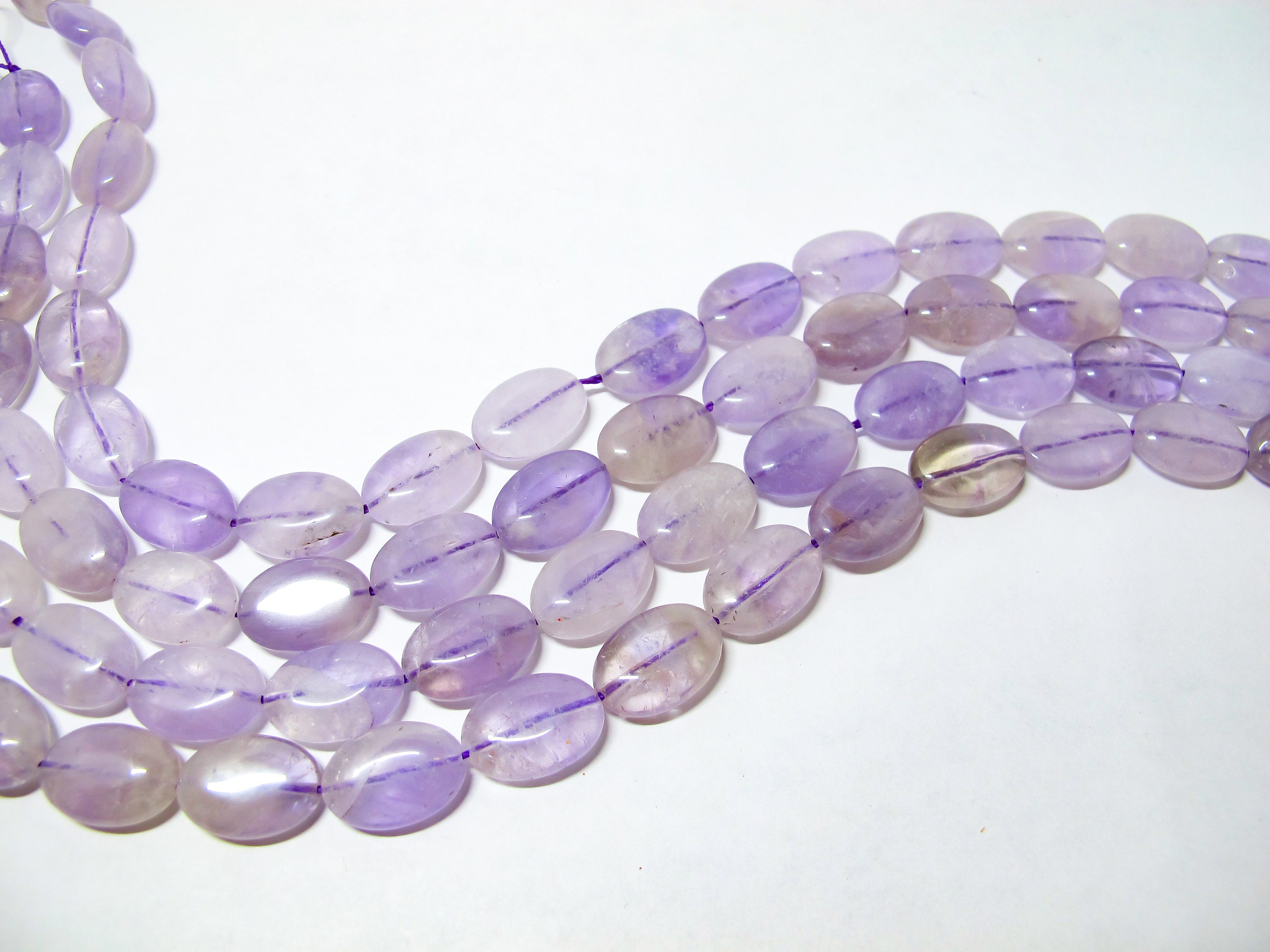 Natural Ametrine Oval Beads 13x18mm: Light Purple Gemstone, 8''/16'' Strand