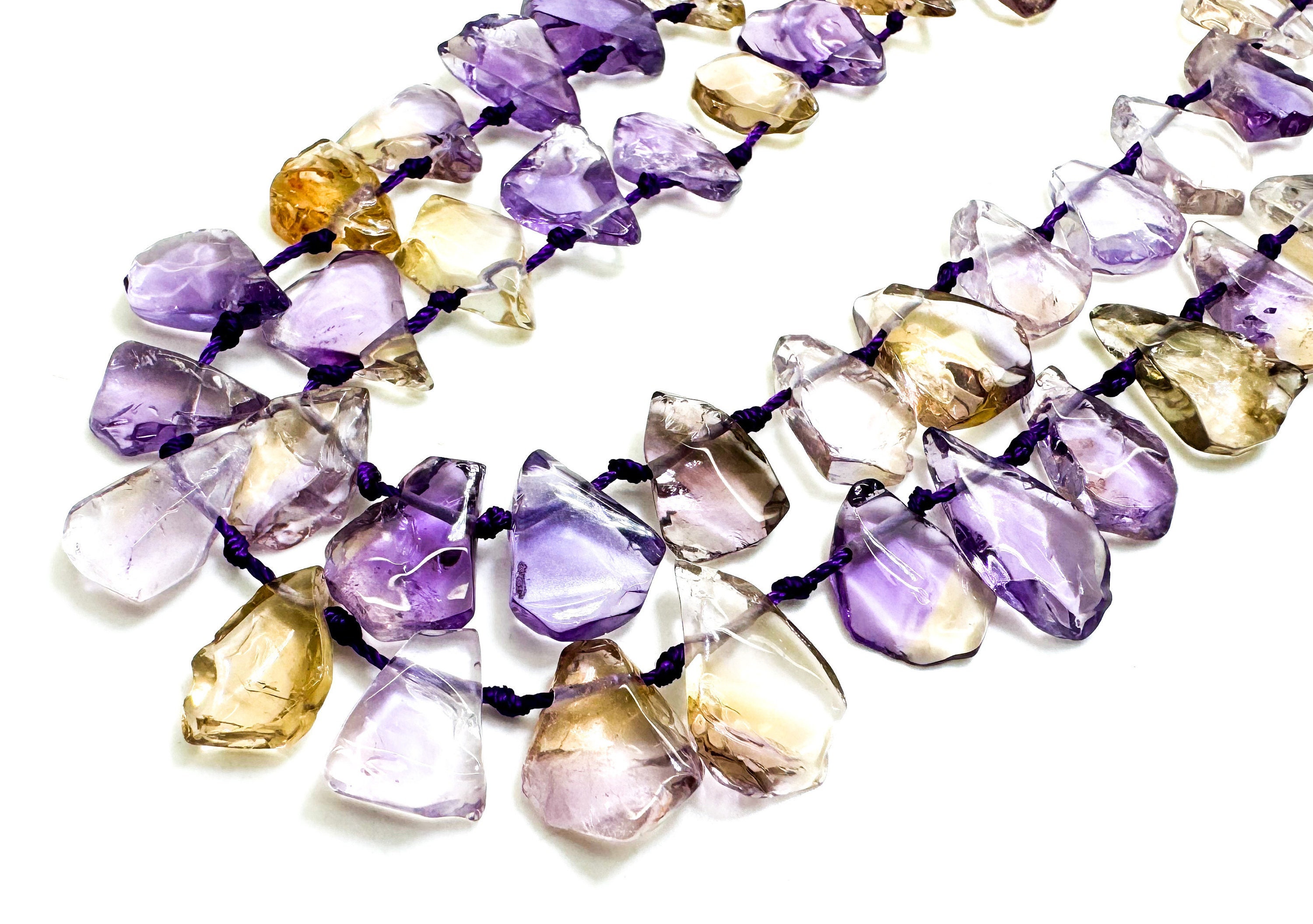 Natural Purple Ametrine Teardrop Pear Polished Gemstone Beads - Pgs172