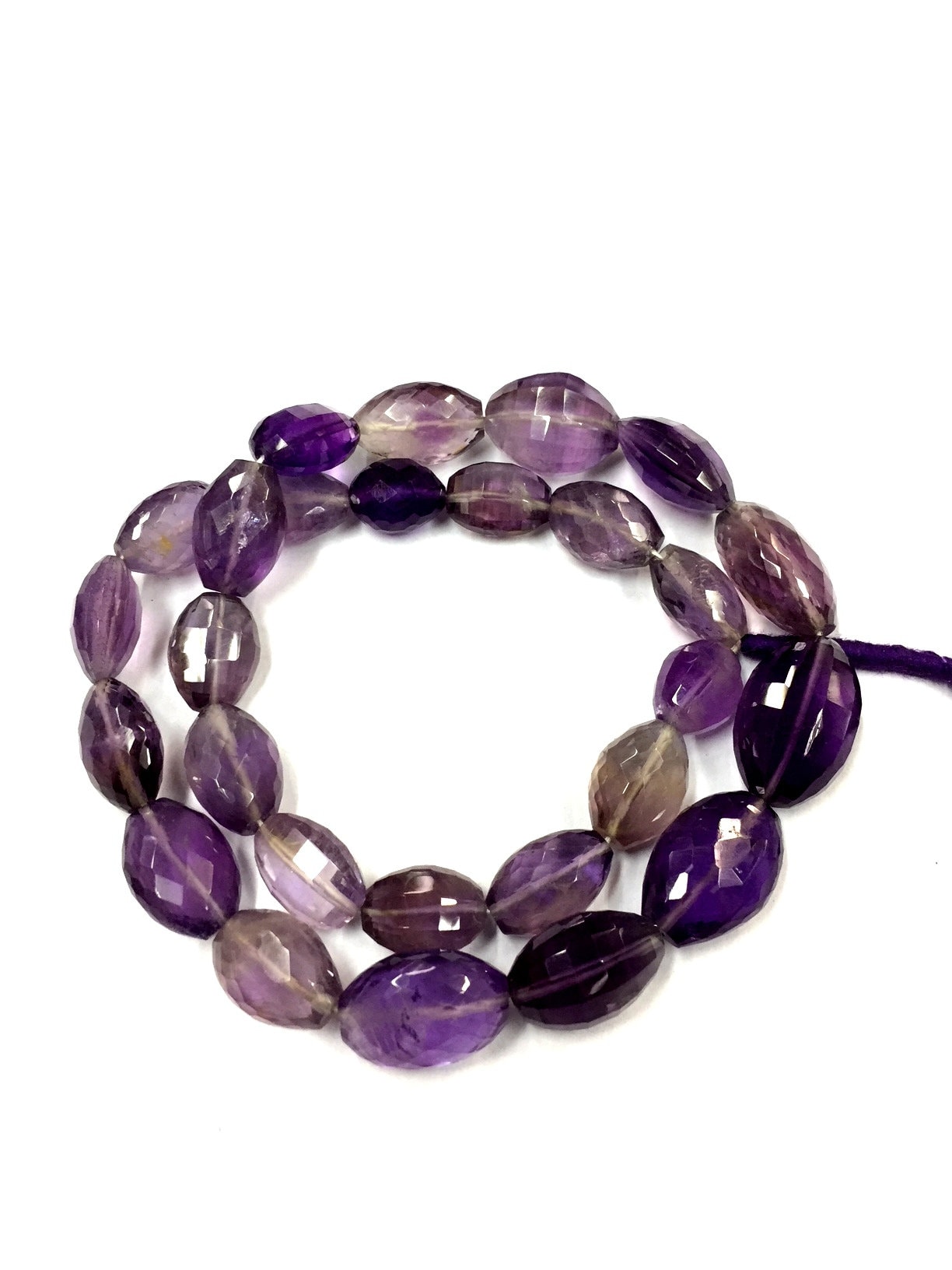 Natural Stone Ametrine Faceted Oval Beads 10-12mm Gemstone Beads 16" Strand