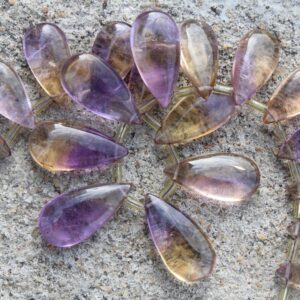 Ametrine Smooth Briolette Bead I 10-piece Pear I Size: 17-23 Mm App I Jewelry Making (c856) Ametrine Smooth Briolette Bead I 10-piece Pear I Size: 17-23 Mm App I Jewelry Making (c856)