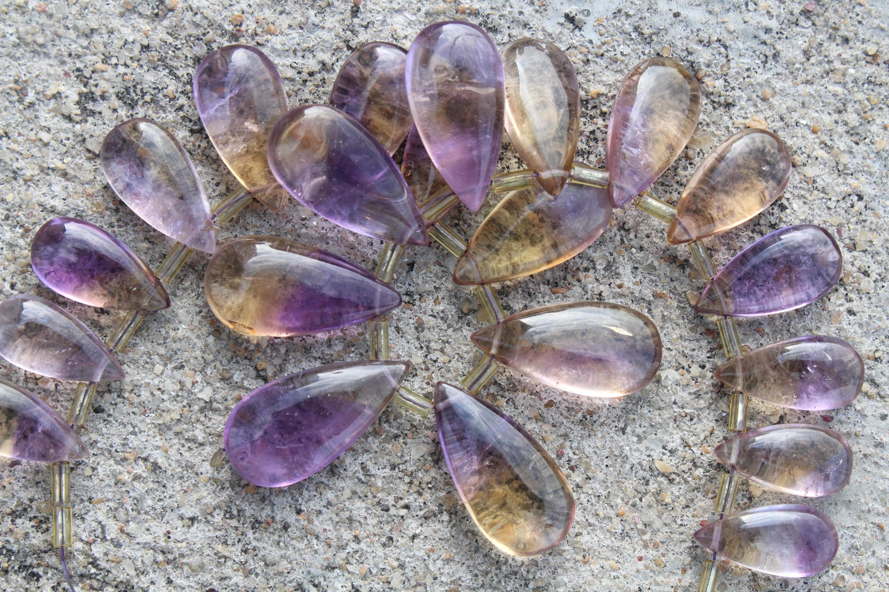 Ametrine Smooth Briolette Bead I 10-piece Pear I Size: 17-23 Mm App I Jewelry Making (c856)