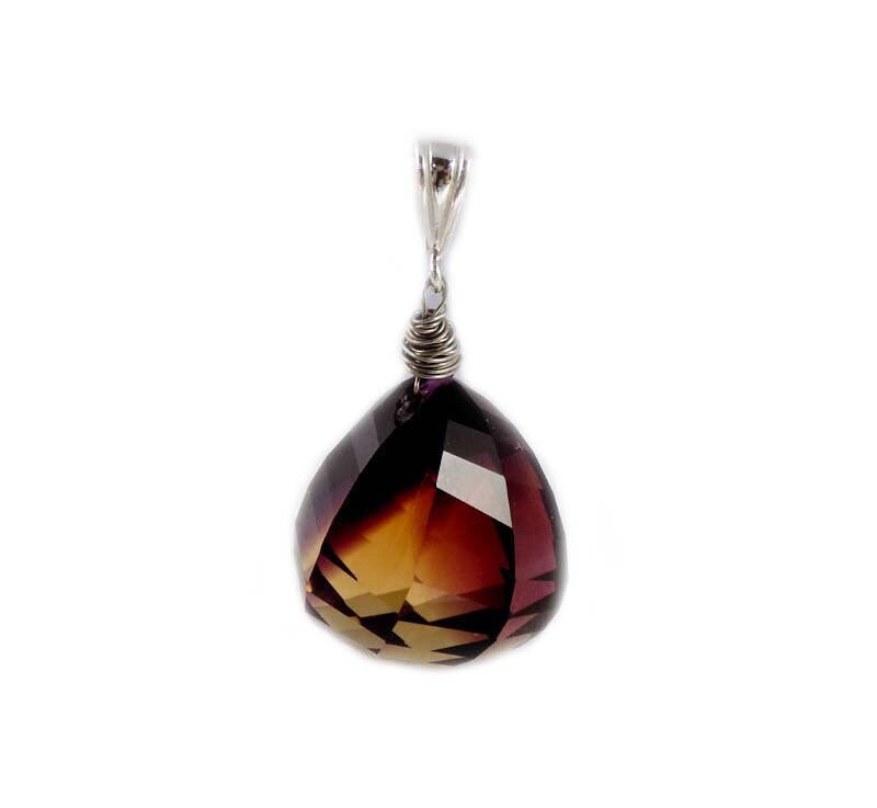 Ametrine Briolette Pendant, Huge 54 Carat Handcrafted Gemstone, Scotland Ametrine, Ancient Roman Gem, Camel Route, Ametrine Necklace 63563.2