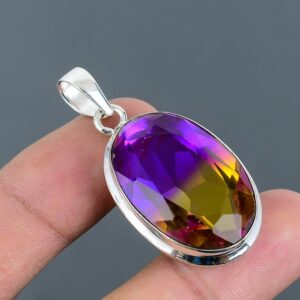 Faceted Ametrine Pendant: Handmade 925 Sterling Silver Gemstone Jewelry