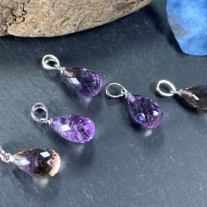 Faceted Ametrine Pendant: Natural Purple Gemstone, Sterling Silver