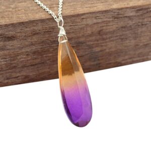 Handmade Doublet Ametrine Pendant 925 Sterling Silver | Pear Shape Gemstone Necklace | Dainty Silver Jewelry Gift
