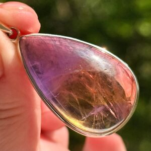 High-dome Ametrine Cabochon Pendant, 925 Sterling Silver, Drop Natural Gemstone Necklace High-dome Ametrine Cabochon Pendant, 925 Sterling Silver, Drop Natural Gemstone Necklace