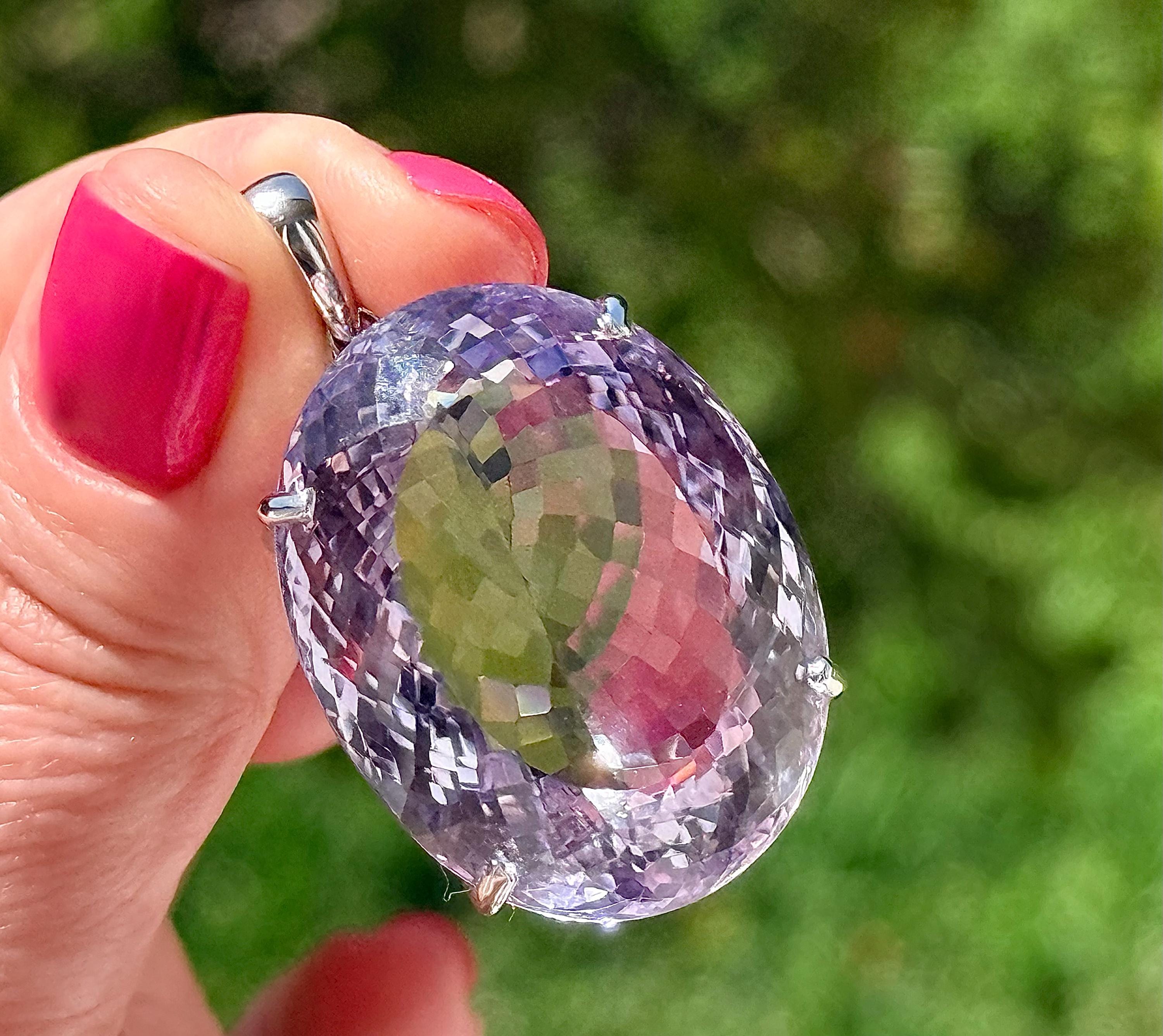 Huge! 104 Ct Brazilian Ametrine Pendant, 925 Sterling Silver Gemstone Necklace, Gold Plated