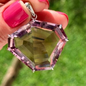 Huge Unique 94 Ct Brazilian Ametrine Pendant, 925 Sterling Silver Gemstone Necklace, Gold Plated Huge Unique 94 Ct Brazilian Ametrine Pendant, 925 Sterling Silver Gemstone Necklace, Gold Plated