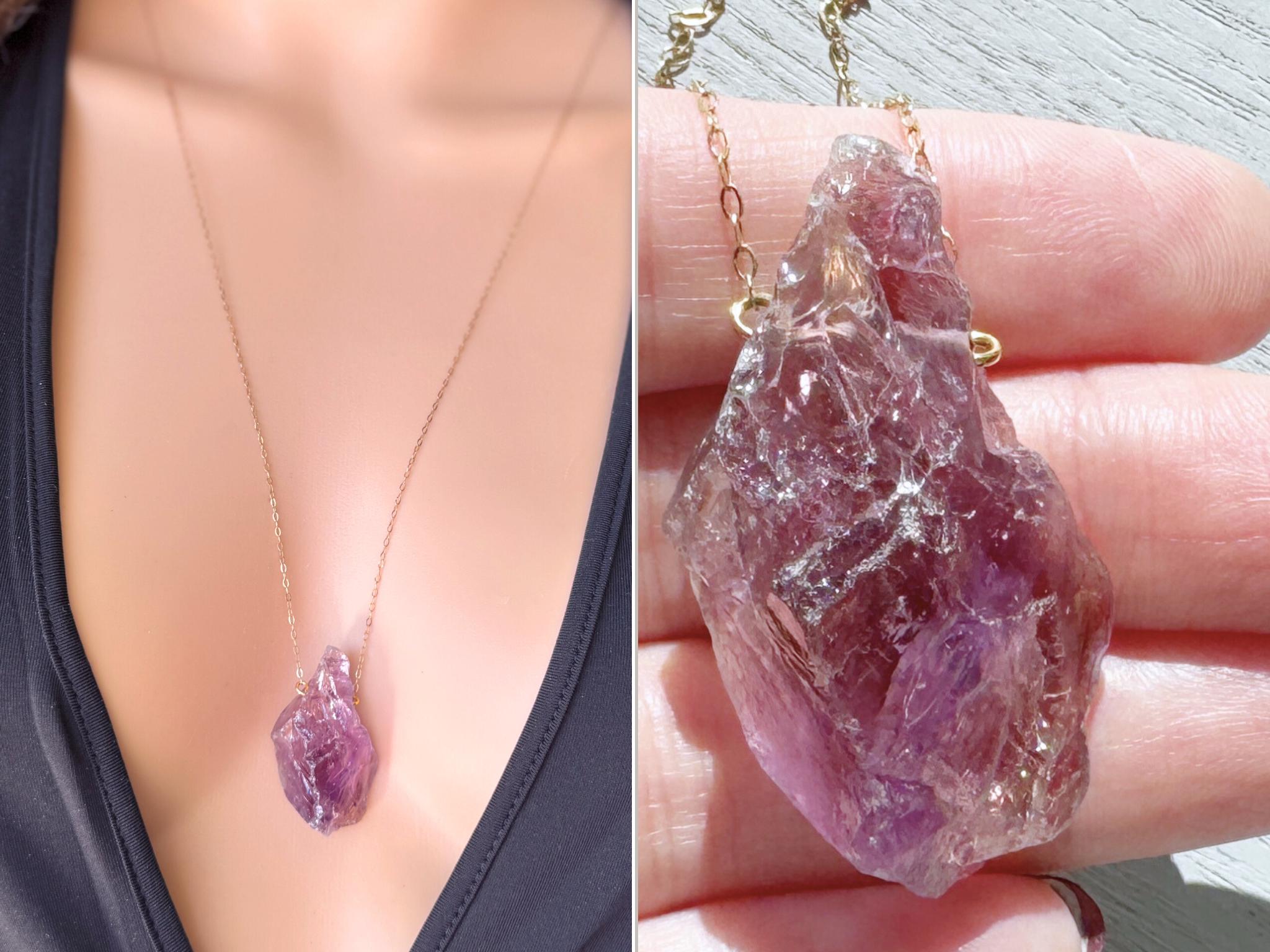 Large Real Ametrine Crystal Necklace For Women Raw Ametrine Necklace For Her Natural Ametrine Jewelry Genuine Ametrine Pendant Necklace Ooak