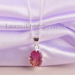 Natural ametrine Pendant, Gemstone Necklace, Silver Pendant, oval Shape Pendant, healing Gemstone Jewelry, cut stone Pendant,Christmas, gift