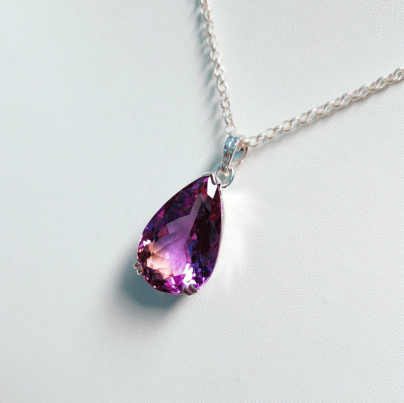 Natural Ametrine Pendant, Natural Ametrine Necklace, 24x16 Mm Ametrine,  925 Sterling Silver Necklace, Natural Ametrine Pendant With Chain