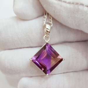 Natural Ametrine pendant Natural ametrine necklace 925 sterling silver necklace natural square cut ametrine necklace 14 mm square ametrine
