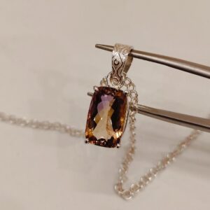 Natural Ametrine pendant ametrine necklace 925 sterling silver necklace natural cushion cut ametrine necklace long cushion ametrine necklace