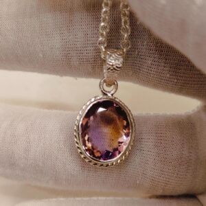 Natural Ametrine pendant, Natural Ametrine necklace, 925 sterling silver necklace, oval cut ametrine pendant, Oval cut ametrine necklace