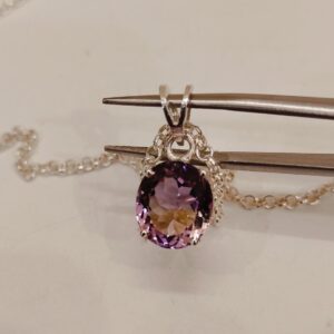 Natural Ametrine pendant, Natural Ametrine necklace, 925 sterling silver necklace, oval cut ametrine pendant, Oval cut ametrine necklace