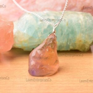 Natural Raw Ametrine Pendant in 925 Sterling Silver, Gemstone Necklace, Raw Shape Pendant, Silver Jewelry, Dainty Stone Pendant, Gift Her