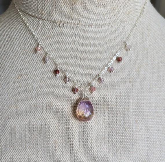 Ametrine Necklace. Gorgeous Ametrine Pendant With Dainty Smaller Ametrine Beads. Available In Sterling Silver, Gold Filled Or Rose Gold Ametrine Necklace. Gorgeous Ametrine Pendant With Dainty Smaller Ametrine Beads. Available In Sterling Silver, Gold Filled Or Rose Gold