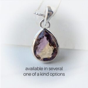 Ametrine Necklace Sterling Silver • Amethyst & Citrine Stone In One Pendant • November Birthstone Jewelry • February Birthstone Jewelry