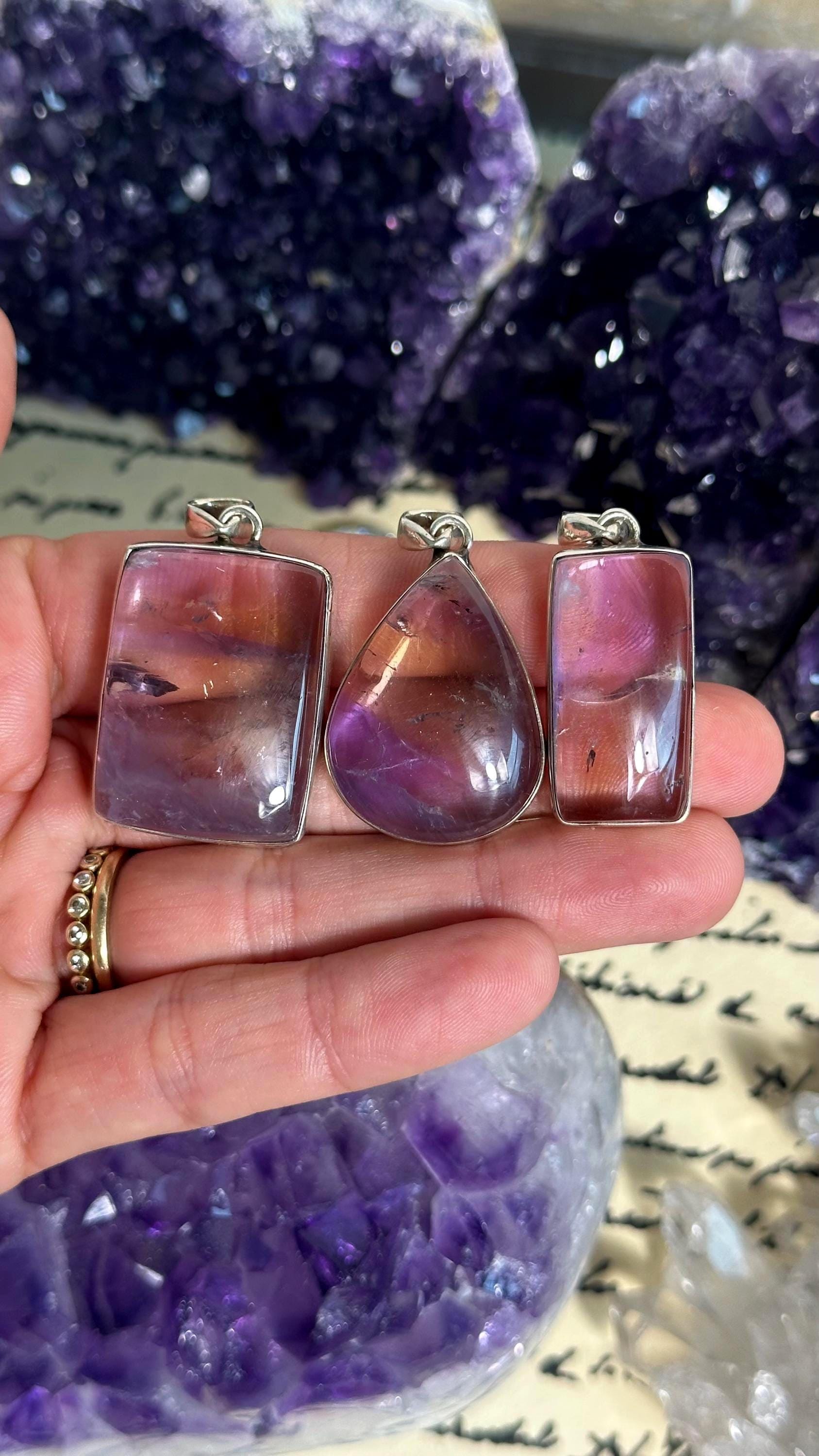 Sterling Silver Ametrine Pendant Necklace - .925 Silver Chain