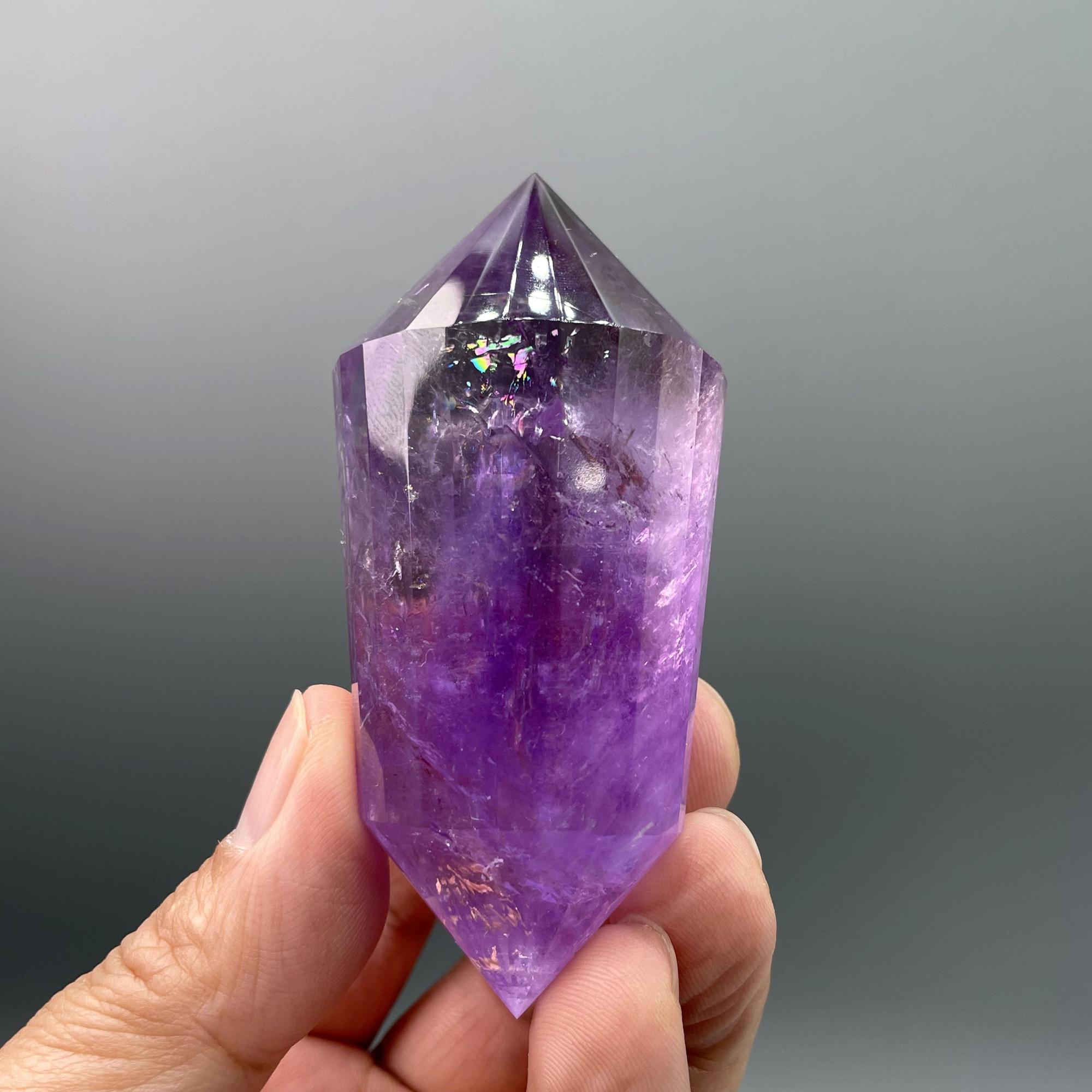 3.5"natural Ametrine Quartz Crystal Point/himalayan Tibetan 24 Sided Double Terminated Vogel Wand/purple Amethyst Crystal Reiki Heal Stick