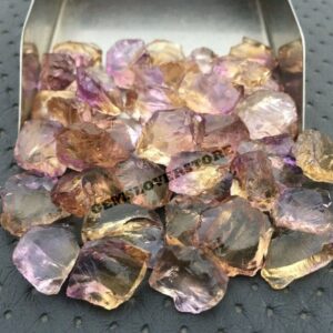 10 Raw Ametrine Gemstones: Natural Multi-Color Crystals (14-16 MM)