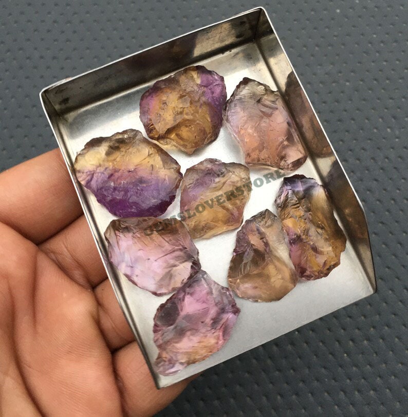 5 Piece Ametrine Rough: Purple Yellow Raw Gemstone (24-28 Mm) 5 Piece Ametrine Rough: Purple Yellow Raw Gemstone (24-28 Mm)