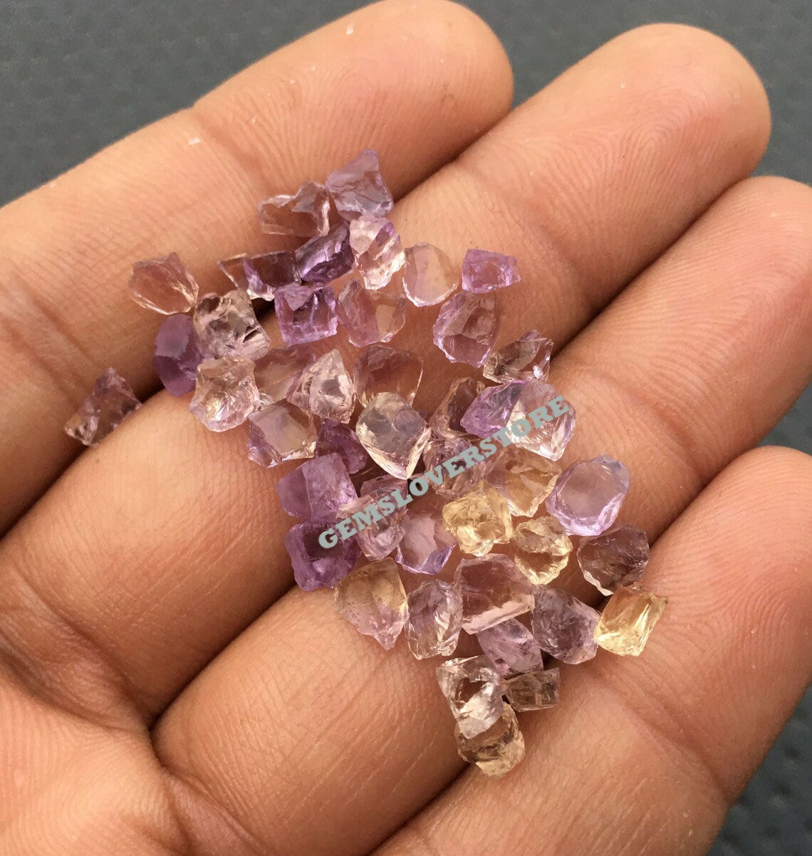 50 Natural Ametrine Raw Crystals: Tiny Rough Gemstones (2-4 Mm)