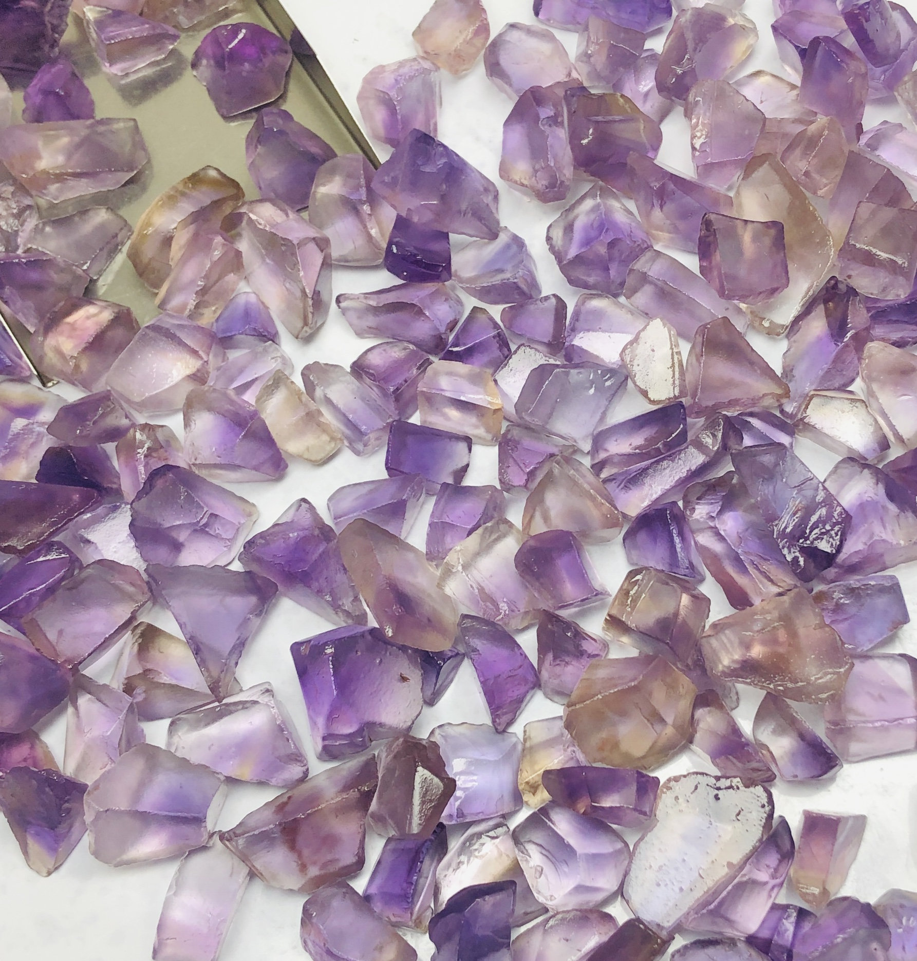 Colorful Ametrine Rough Lot | Transparent Raw Crystal 18-21mm