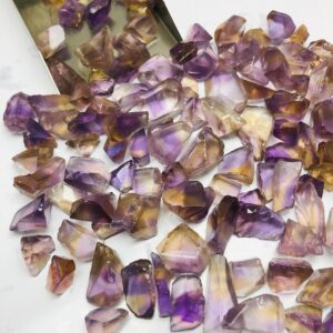 Dual Color Ametrine Rough Lot | Transparent Natural Crystal 14-18mm Dual Color Ametrine Rough Lot | Transparent Natural Crystal 14-18mm