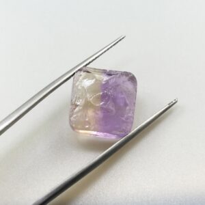 Rough Ametrine Loose Gemstone With A Square Shape, Natural Raw Bicolor Crystal