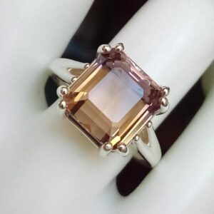 5.58ct Octagon Natural Ametrine Ring Sterling Silver Solitaire Size 8