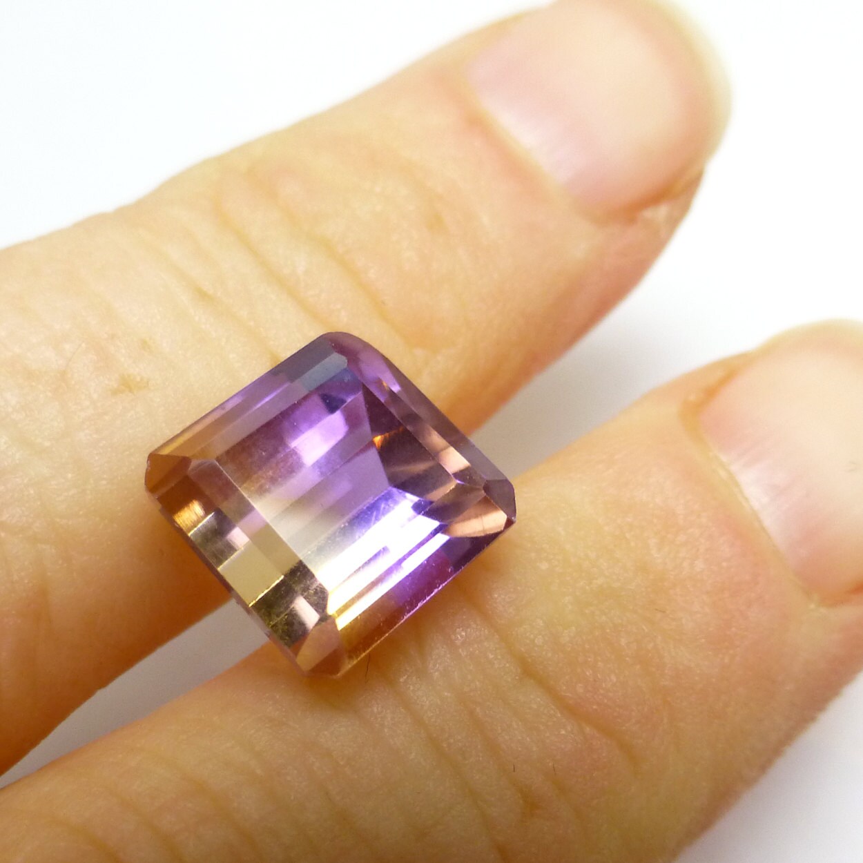 7.11 Carats Ametrine Gemstone Beautiful Princess Cut Facetted Bi-color Engagement Ring Wedding Birthday Anniversary Amethyst Citrine 7.11 Carats Ametrine Gemstone Beautiful Princess Cut Facetted Bi-color Engagement Ring Wedding Birthday Anniversary Amethyst Citrine