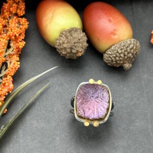 Carved Ametrine Mixed Metals Statement Ring