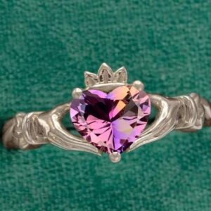 Claddagh Style Ametrine Engagement Ring For Women Heart Shaped Ametrine Wedding Ring Vintage Bridal Promise Ring Anniversary Gift For Her