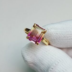 Ametrine Doublet Quartz Ring, 925 sterling Silver Ring, Octagon cut Ametrine Ring, Ametrine Silver Ring, wedding ring, Ring for Gift