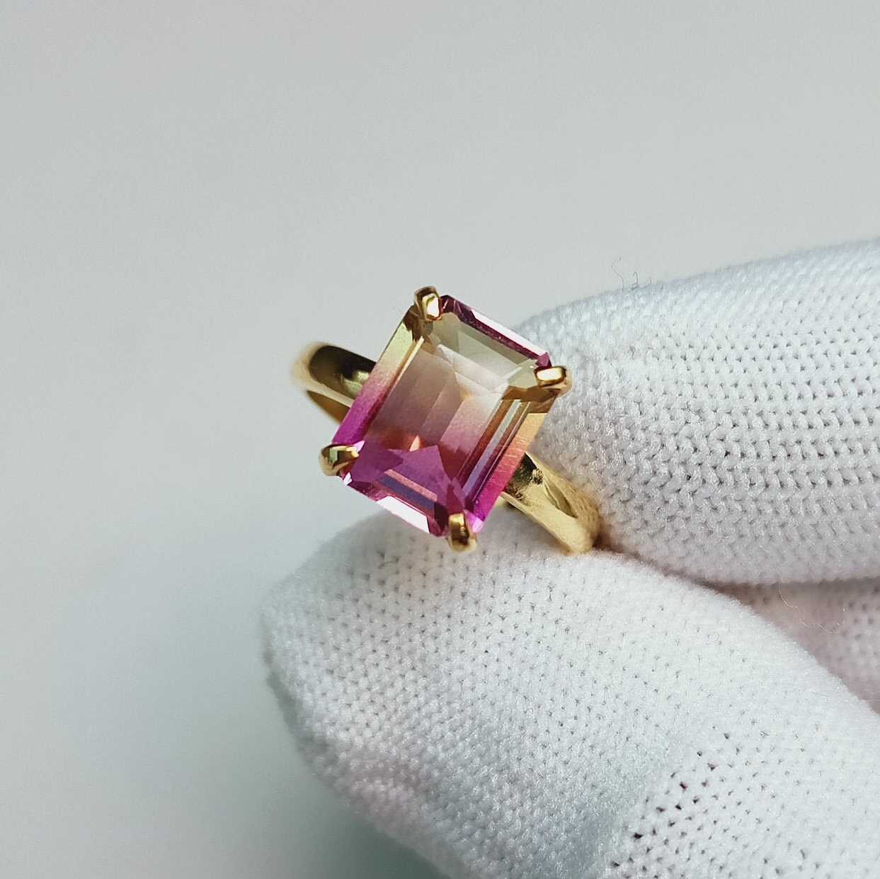 Ametrine Doublet Quartz Ring, 925 Sterling Silver Ring, Octagon Cut Ametrine Ring, Ametrine Silver Ring, Wedding Ring, Ring For Gift