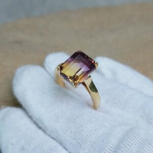 Ametrine doublet quartz Ring, 925 sterling Silver Ring, Octagon Cut Ametrine quartz Ring, Hand Made Ring, Wedding Ring, Ring for Gift