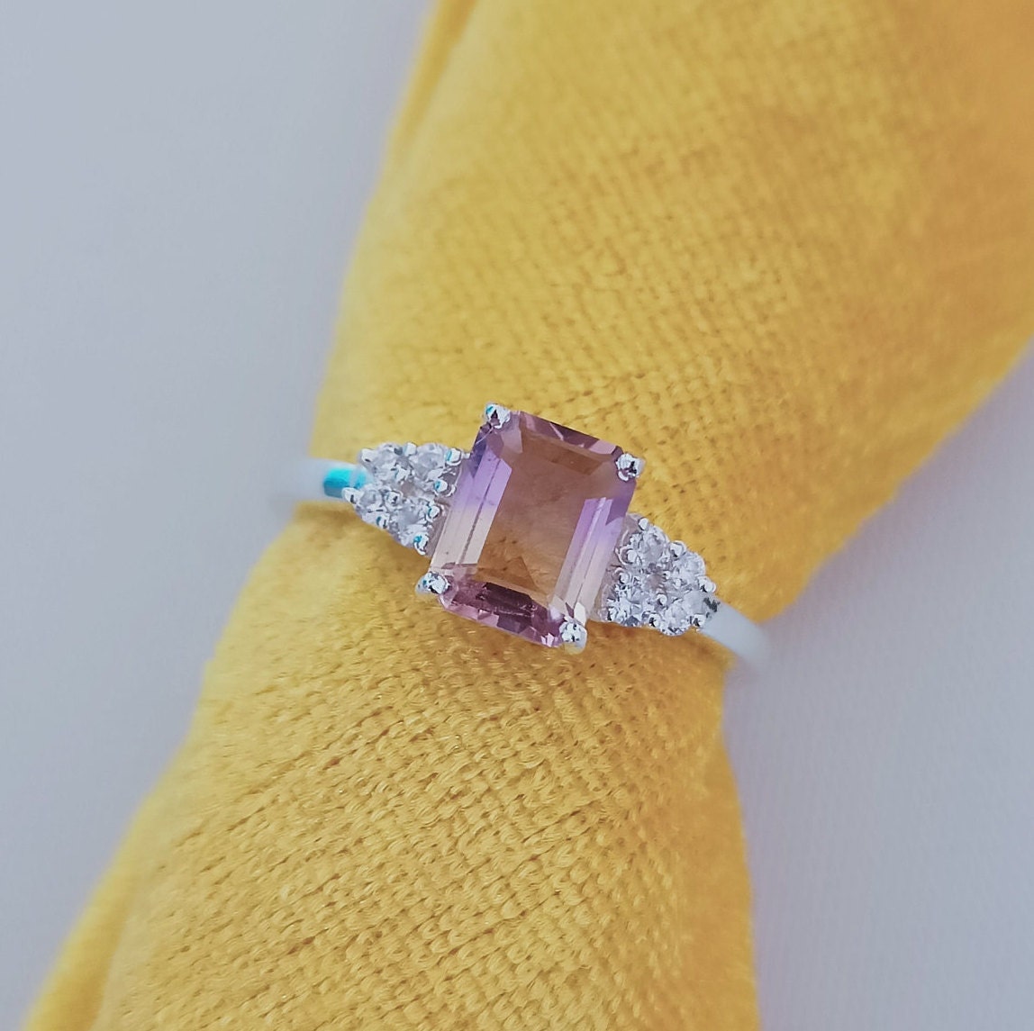 Natural Ametrine Ring, 925 Sterling Silver Ring, Octagon Cut Ametrine Ring, Ametrine Silver Ring Hand Made Ring, Wedding Ring, Ring For Gift