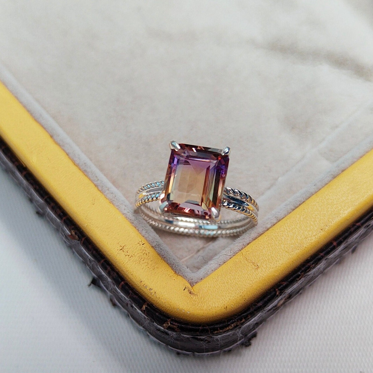 Natural Ametrine Ring, 925 Sterling Silver Ring, Octagon Cut Ametrine Ring, Ametrine Silver Ring Hand Made Ring, Wedding Ring, Ring For Gift Natural Ametrine Ring, 925 Sterling Silver Ring, Octagon Cut Ametrine Ring, Ametrine Silver Ring Hand Made Ring, Wedding Ring, Ring For Gift