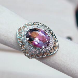 Natural Ametrine Ring, 925 sterling Silver Ring, Ametrine Engagement Ring, Oval cut Ametrine Ring, Wedding Ring, Bridal Ring, Ring for Gift