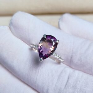 Natural Ametrine Ring, pear cut ametrine ring, 925 sterling Silver Ring, ametrine silver ring Hand Made Ring, astrological stone ring