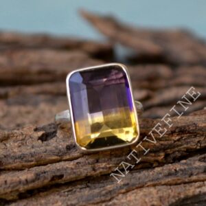 Octagon Ametrine Quartz Ring: 925 Sterling Silver Designer Ring