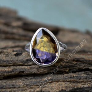 Pear Cut Ametrine Quartz Ring: 925 Sterling Silver Jewelry