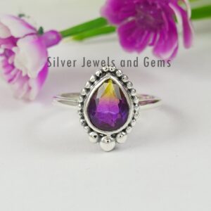 Ametrine Quartz Ring, Boho Ring, Handmade Ring For Women, 925 Sterling Silver Ring, Teardrop Ametrine Ring, Wedding Ring, Gemstone Ring Ametrine Quartz Ring, Boho Ring, Handmade Ring For Women, 925 Sterling Silver Ring, Teardrop Ametrine Ring, Wedding Ring, Gemstone Ring