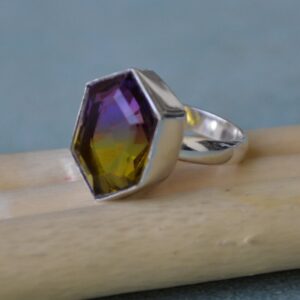 Ametrine Quartz Ring: Handmade Sterling Silver, 18k Gold Fill