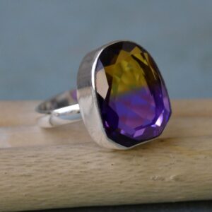 Ametrine Quartz Sterling Silver Ring, Statement Wedding Ring