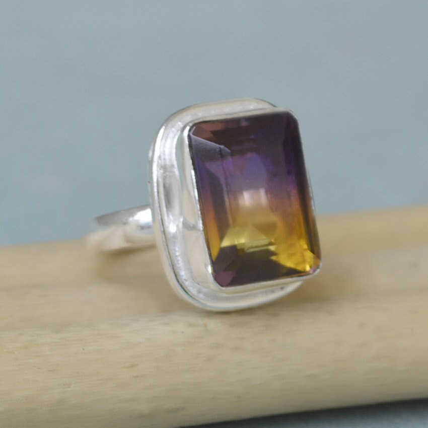 Ametrine Sterling Silver Ring: Artisan Wedding Jewelry